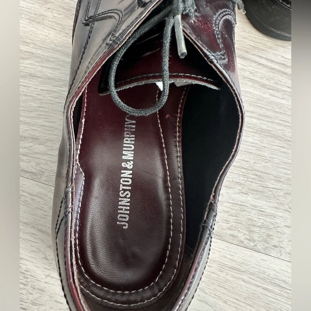Johnston and Murphy Dress Shoes Burgundy leather tie Oxford Sz 9